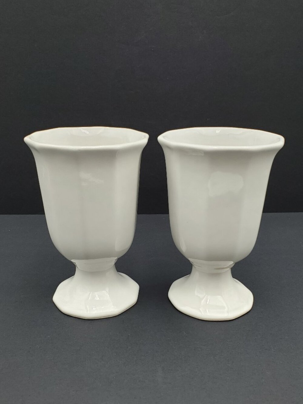 Pfaltzgraff Heritage White Goblets Ice Cream Sundae Dishes Footed Chalices